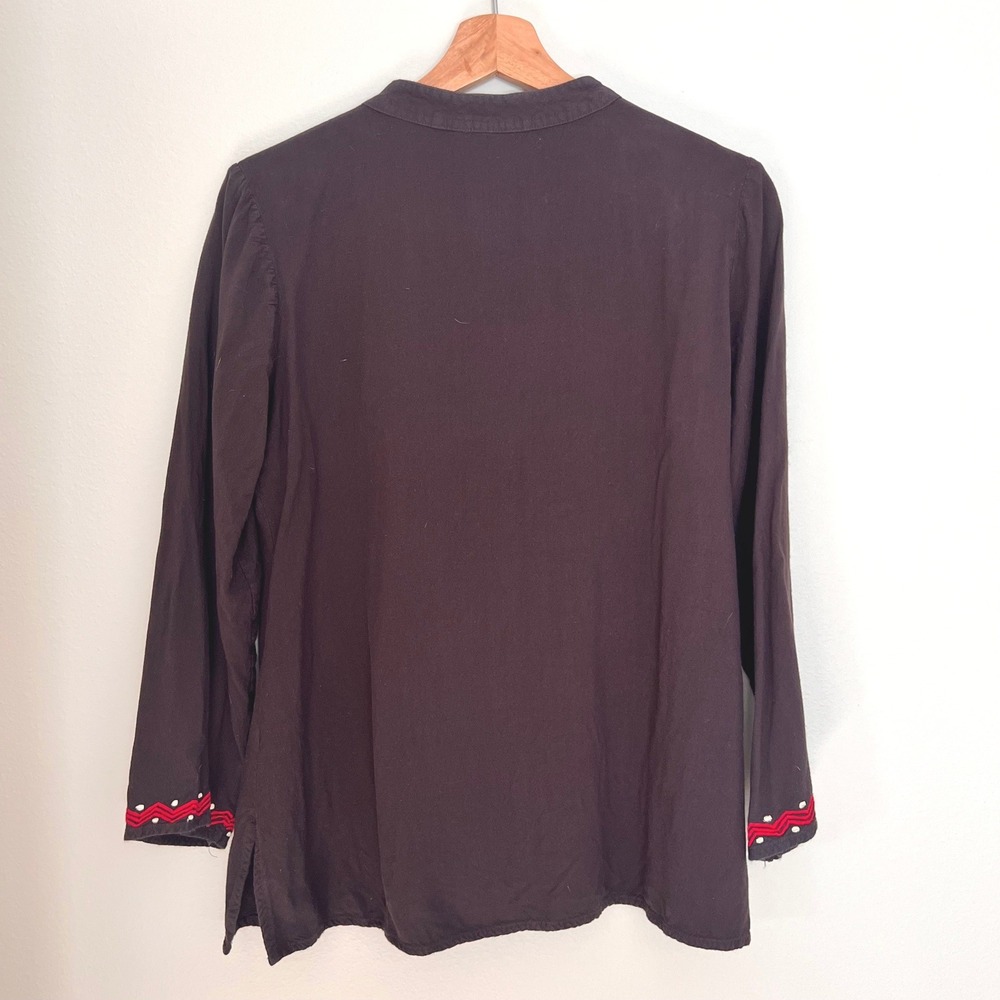 Rods Western Embroidered Floral Aztec Cowgirl Henley Top Brown Women's Large - Picture 2 of 10
